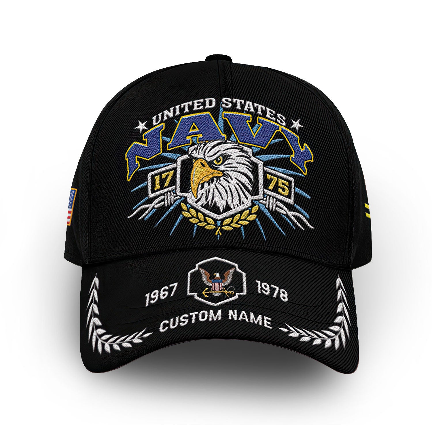 Premium US Navy Cap VPVC009802, Custom Name, Rank, Year, Gifts For Navy Veteran, Best Gifts On Father's Day, Armed Forces Day, Independence Day, Veterans Day.
