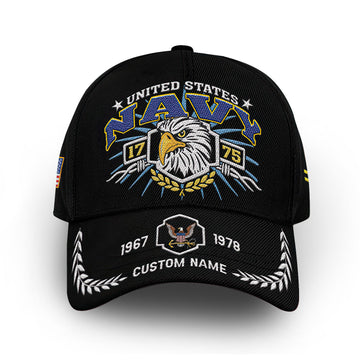 Premium US Navy Cap VPVC009802, Custom Name, Rank, Year, Gifts For Navy Veteran, Best Gifts On Father's Day, Armed Forces Day, Independence Day, Veterans Day.