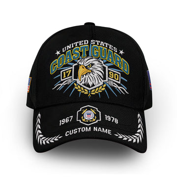 Premium USCG Cap VPVC009805, Custom Name, Rank, Year, Gifts For Coast Guard Veteran, Best Gifts On Father's Day, Armed Forces Day, Independence Day, Veterans Day.