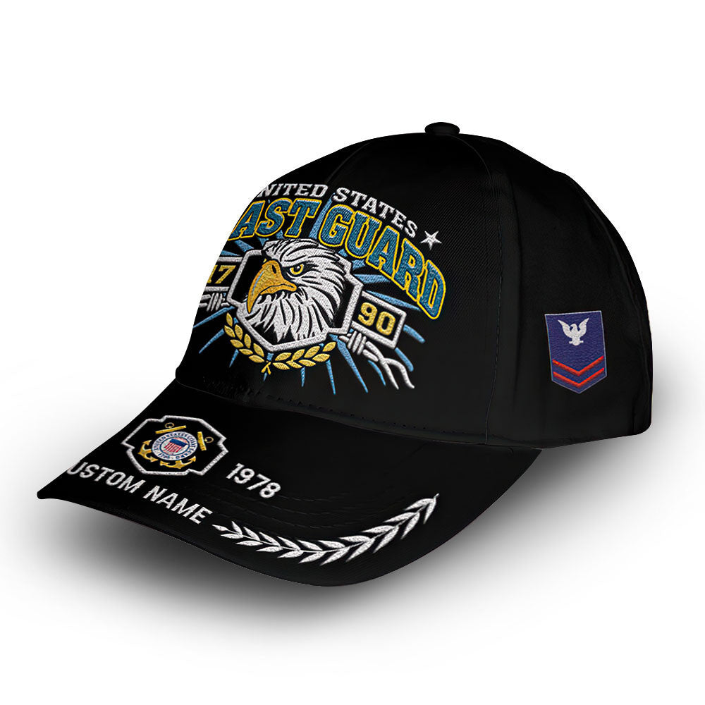 Premium USCG Cap VPVC009805, Custom Name, Rank, Year, Gifts For Coast Guard Veteran, Best Gifts On Father's Day, Armed Forces Day, Independence Day, Veterans Day.