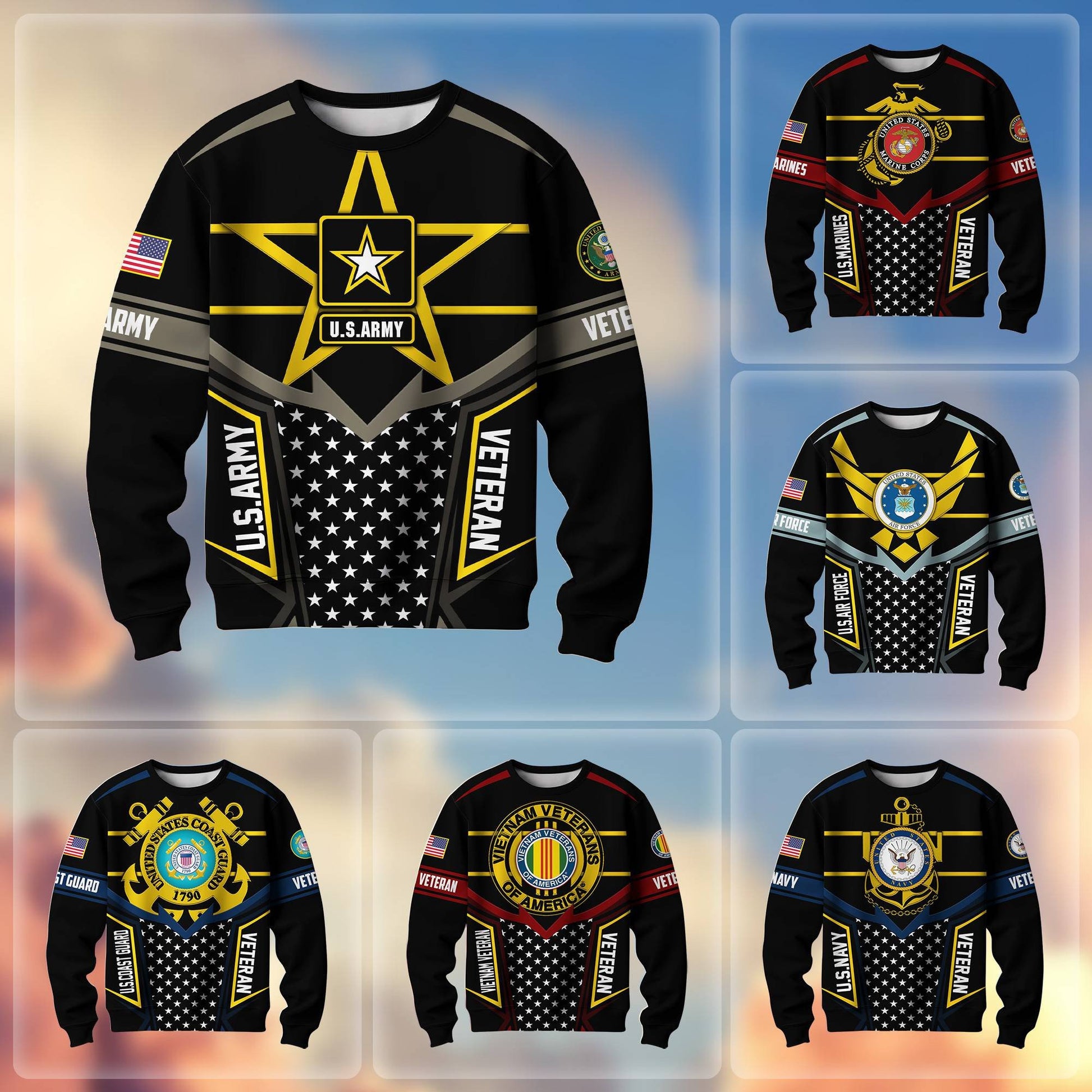 Premium US Veterans Sweatshirt BPHN180211, Gifts For US Veterans, Gifts For Dad, For Husband, Best Gifts On Father's Day, Armed Forces Day, Independence Day, Veterans Day.