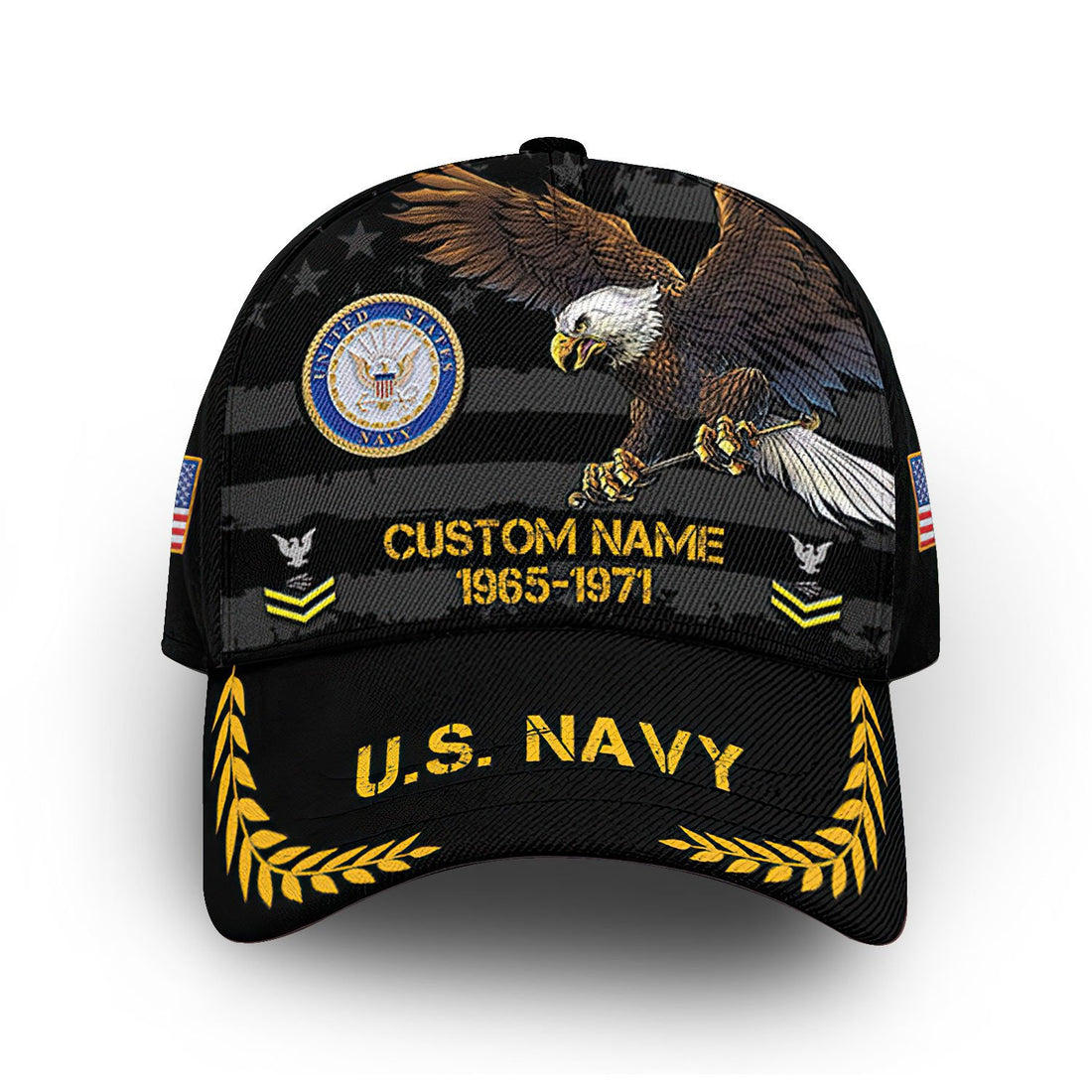 Premium US Navy Cap VPVC010002, Custom Name, Rank, Year, Gifts For Navy Veteran, Best Gifts On Father's Day, Armed Forces Day, Independence Day, Veterans Day.