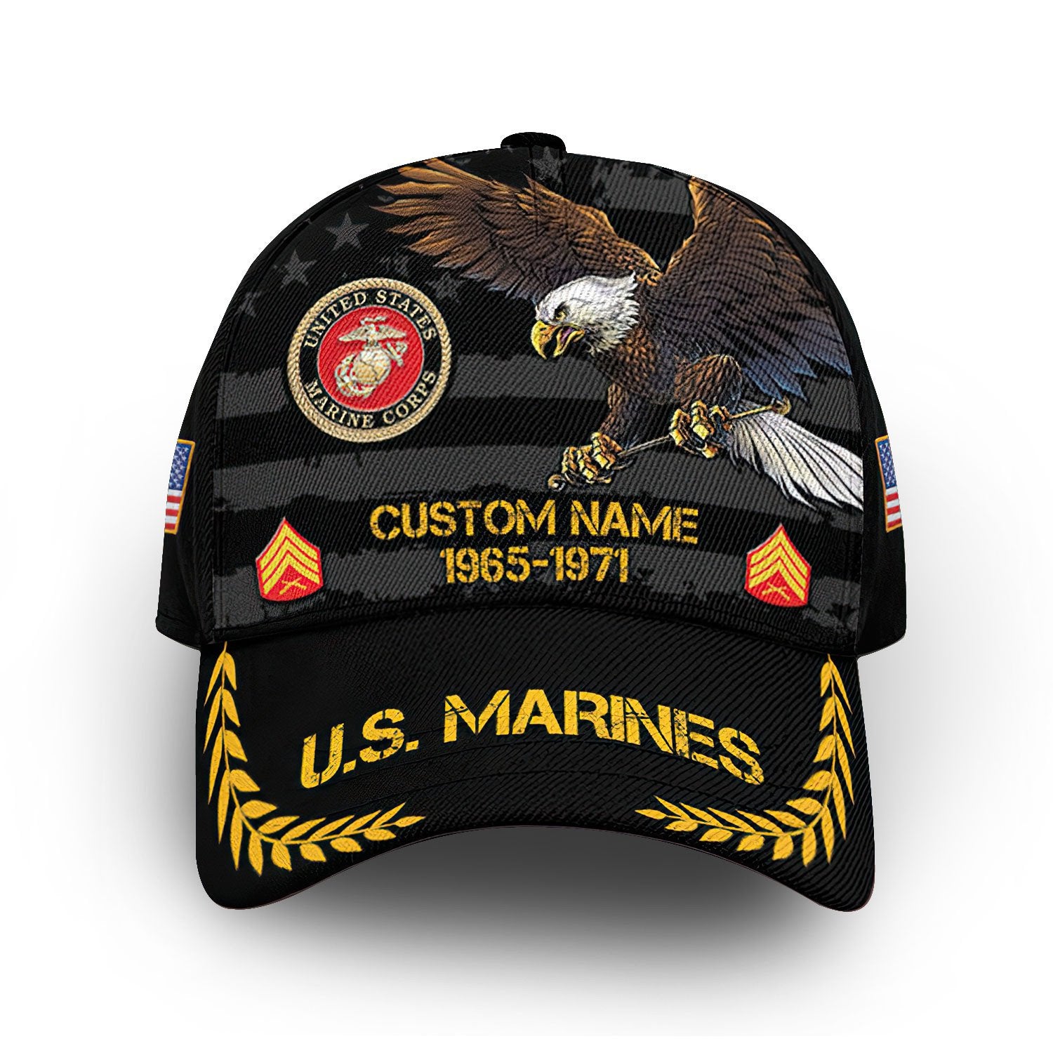 Premium USMC Cap VPVC010003, Custom Name, Rank, Year, Gifts For Marine Veteran, Best Gifts On Father's Day, Armed Forces Day, Independence Day, Veterans Day.