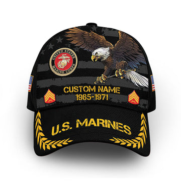 Premium USMC Cap VPVC010003, Custom Name, Rank, Year, Gifts For Marine Veteran, Best Gifts On Father's Day, Armed Forces Day, Independence Day, Veterans Day.