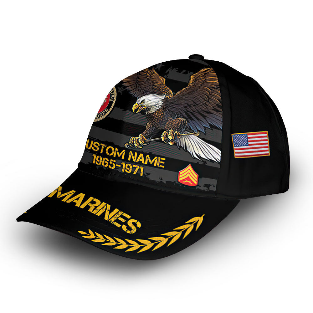 Premium USMC Cap VPVC010003, Custom Name, Rank, Year, Gifts For Marine Veteran, Best Gifts On Father's Day, Armed Forces Day, Independence Day, Veterans Day.