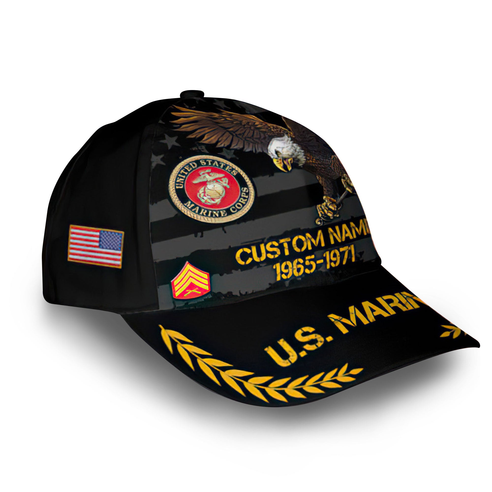 Premium USMC Cap VPVC010003, Custom Name, Rank, Year, Gifts For Marine Veteran, Best Gifts On Father's Day, Armed Forces Day, Independence Day, Veterans Day.