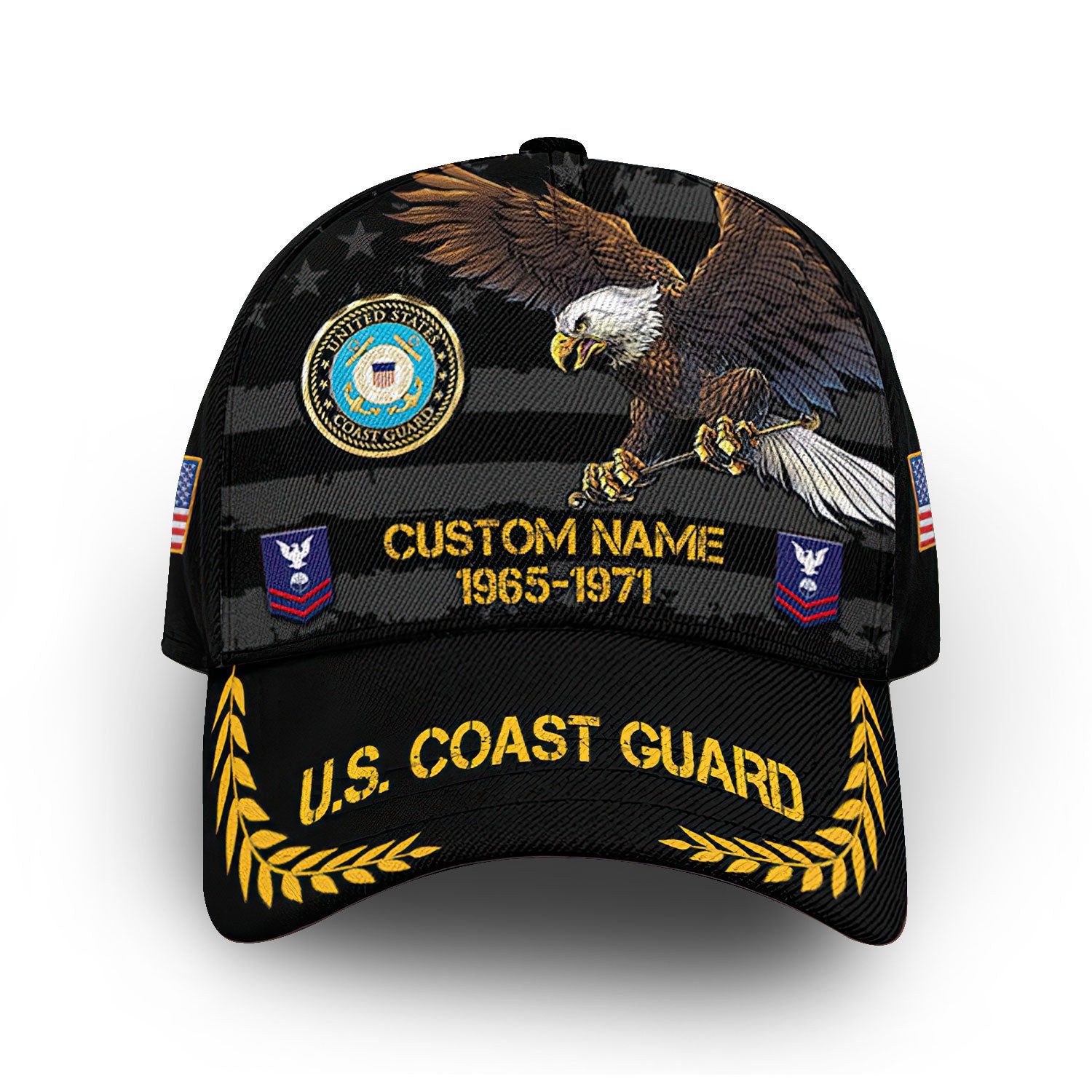 Premium USCG Cap VPVC010005, Custom Name, Rank, Year, Gifts For Coast Guard Veteran, Best Gifts On Father's Day, Armed Forces Day, Independence Day, Veterans Day.