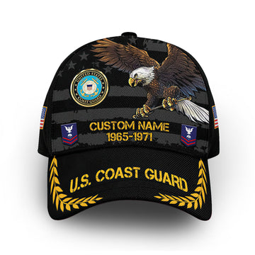 Premium USCG Cap VPVC010005, Custom Name, Rank, Year, Gifts For Coast Guard Veteran, Best Gifts On Father's Day, Armed Forces Day, Independence Day, Veterans Day.