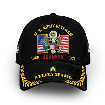 Premium US Army Cap VPVC010101, Custom Name, Rank, Year, Gifts For Army Veteran, Best Gifts On Father's Day, Armed Forces Day, Independence Day, Veterans Day.