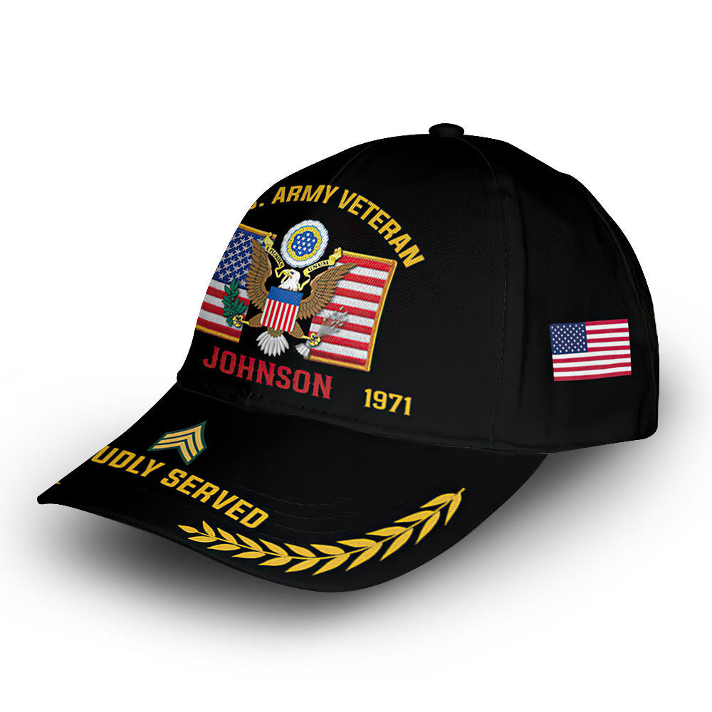 Premium US Army Cap VPVC010101, Custom Name, Rank, Year, Gifts For Army Veteran, Best Gifts On Father's Day, Armed Forces Day, Independence Day, Veterans Day.