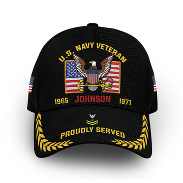 Premium US Navy Cap VPVC010102, Custom Name, Rank, Year, Gifts For Navy Veteran, Best Gifts On Father's Day, Armed Forces Day, Independence Day, Veterans Day.