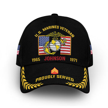Premium USMC Cap VPVC010103, Custom Name, Rank, Year, Gifts For Marine Veteran, Best Gifts On Father's Day, Armed Forces Day, Independence Day, Veterans Day.