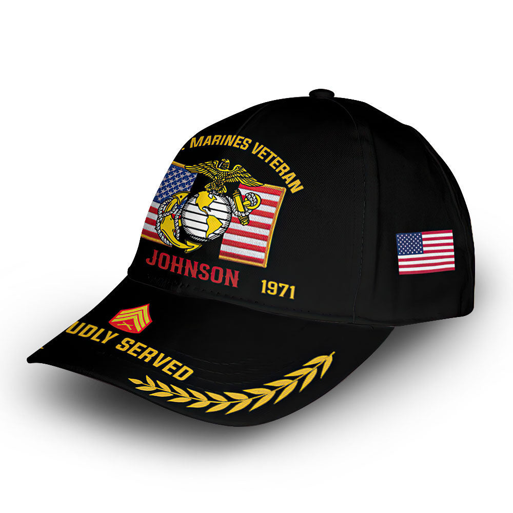 Premium USMC Cap VPVC010103, Custom Name, Rank, Year, Gifts For Marine Veteran, Best Gifts On Father's Day, Armed Forces Day, Independence Day, Veterans Day.