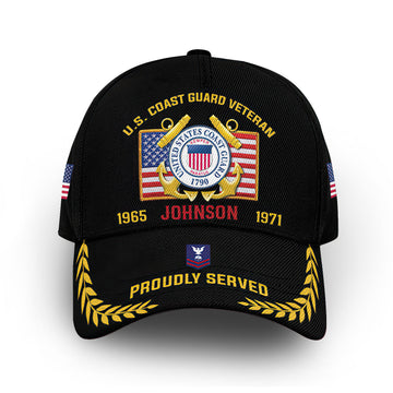 Premium USCG Cap VPVC010105, Custom Name, Rank, Year, Gifts For Coast Guard Veteran, Best Gifts On Father's Day, Armed Forces Day, Independence Day, Veterans Day.