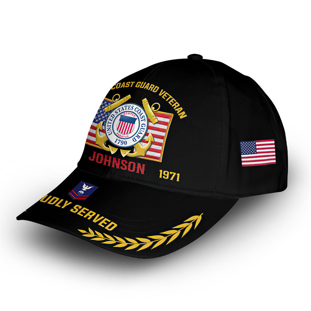 Premium USCG Cap VPVC010105, Custom Name, Rank, Year, Gifts For Coast Guard Veteran, Best Gifts On Father's Day, Armed Forces Day, Independence Day, Veterans Day.