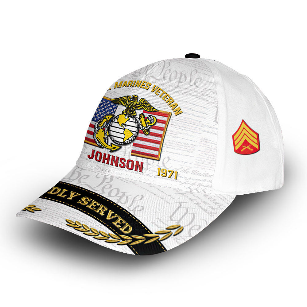 Premium Custom USMC Cap VPVC010303, Gifts For Marine Veteran, Gifts For Dad, For Husband, Best Gifts On Father's Day, Armed Forces Day, Independence Day, Veterans Day.