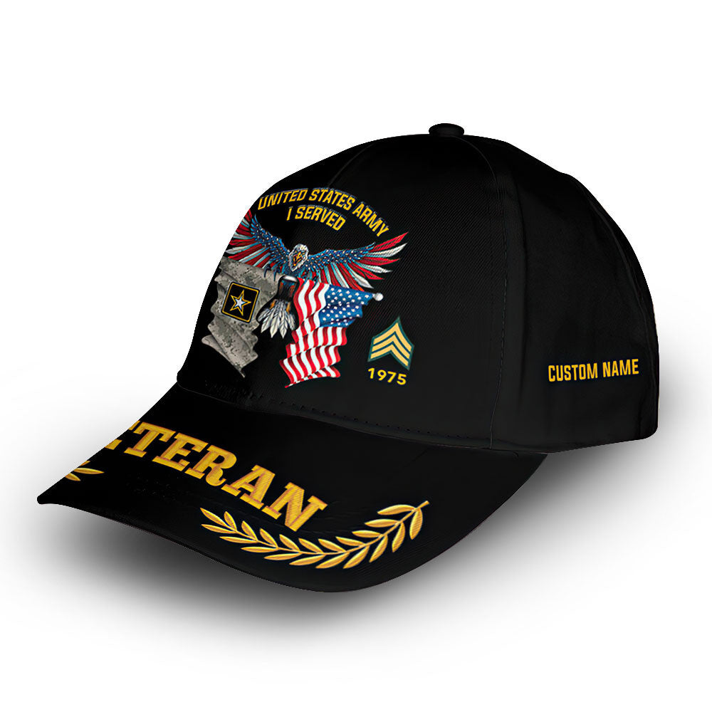 Unique Custom Name, Rank, Year, US Army Cap VPVC010401, Gifts For Army Veteran, Gifts For Dad, For Husband, Best Gifts On Father's Day, Independence Day, Veterans Day.