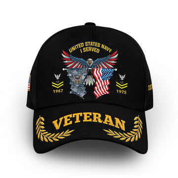 Unique Custom Name, Rank, Year, US Navy Cap VPVC010402, Gifts For Navy Veteran, Gifts For Dad, For Husband, Best Gifts On Father's Day, Independence Day, Veterans Day.