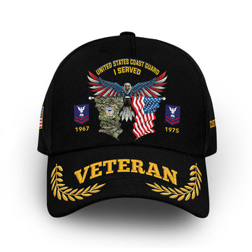 Unique Custom Name, Rank, Year, USCG Cap VPVC010405, Gifts For Coast Guard Veteran, Gifts For Dad, For Husband, Best Gifts On Father's Day, Independence Day, Veterans Day.