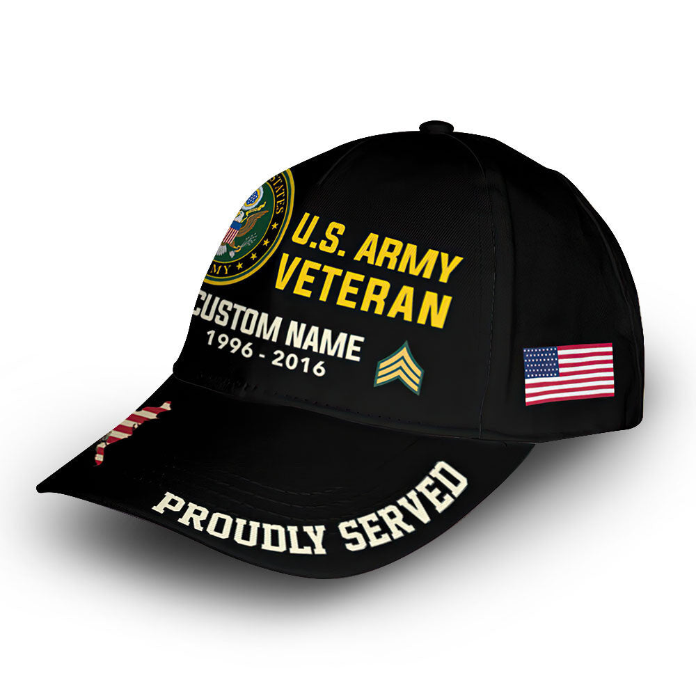 Unique Custom Name, Rank, Year, US Army Cap VPVC010501, Gifts For Army Veteran, Gifts For Dad, For Husband, Best Gifts On Father's Day, Independence Day, Veterans Day.