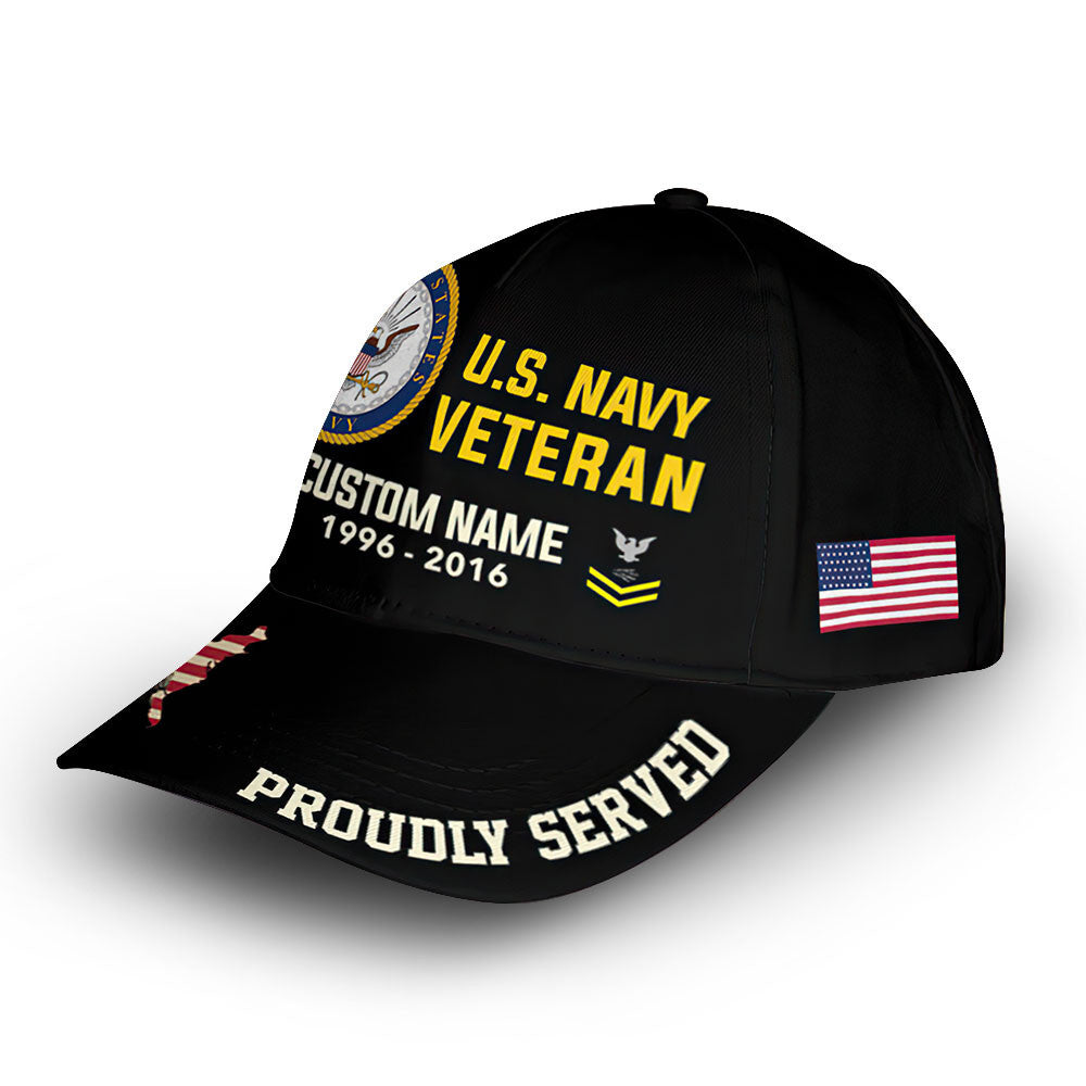 Unique Custom Name, Rank, Year, US Navy Cap VPVC010502, Gifts For Navy Veteran, Gifts For Dad, For Husband, Best Gifts On Father's Day, Independence Day, Veterans Day.