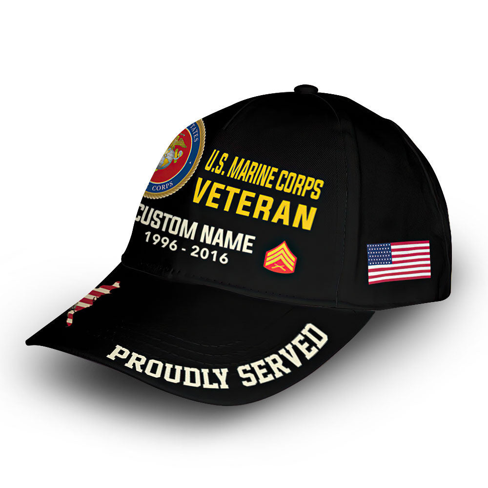 Unique Custom Name, Rank, Year, USMC Cap VPVC010503, Gifts For Marine Veteran, Gifts For Dad, For Husband, Best Gifts On Father's Day, Independence Day, Veterans Day.