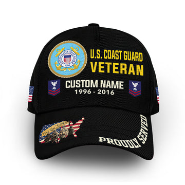 Unique Custom Name, Rank, Year, USCG Cap VPVC010505, Gifts For Coast Guard Veteran, Gifts For Dad, For Husband, Best Gifts On Father's Day, Independence Day, Veterans Day.