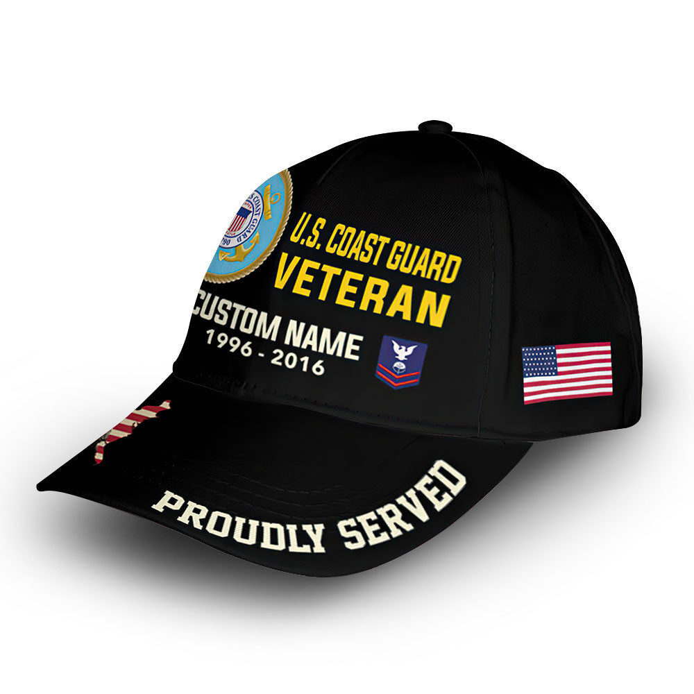 Unique Custom Name, Rank, Year, USCG Cap VPVC010505, Gifts For Coast Guard Veteran, Gifts For Dad, For Husband, Best Gifts On Father's Day, Independence Day, Veterans Day.