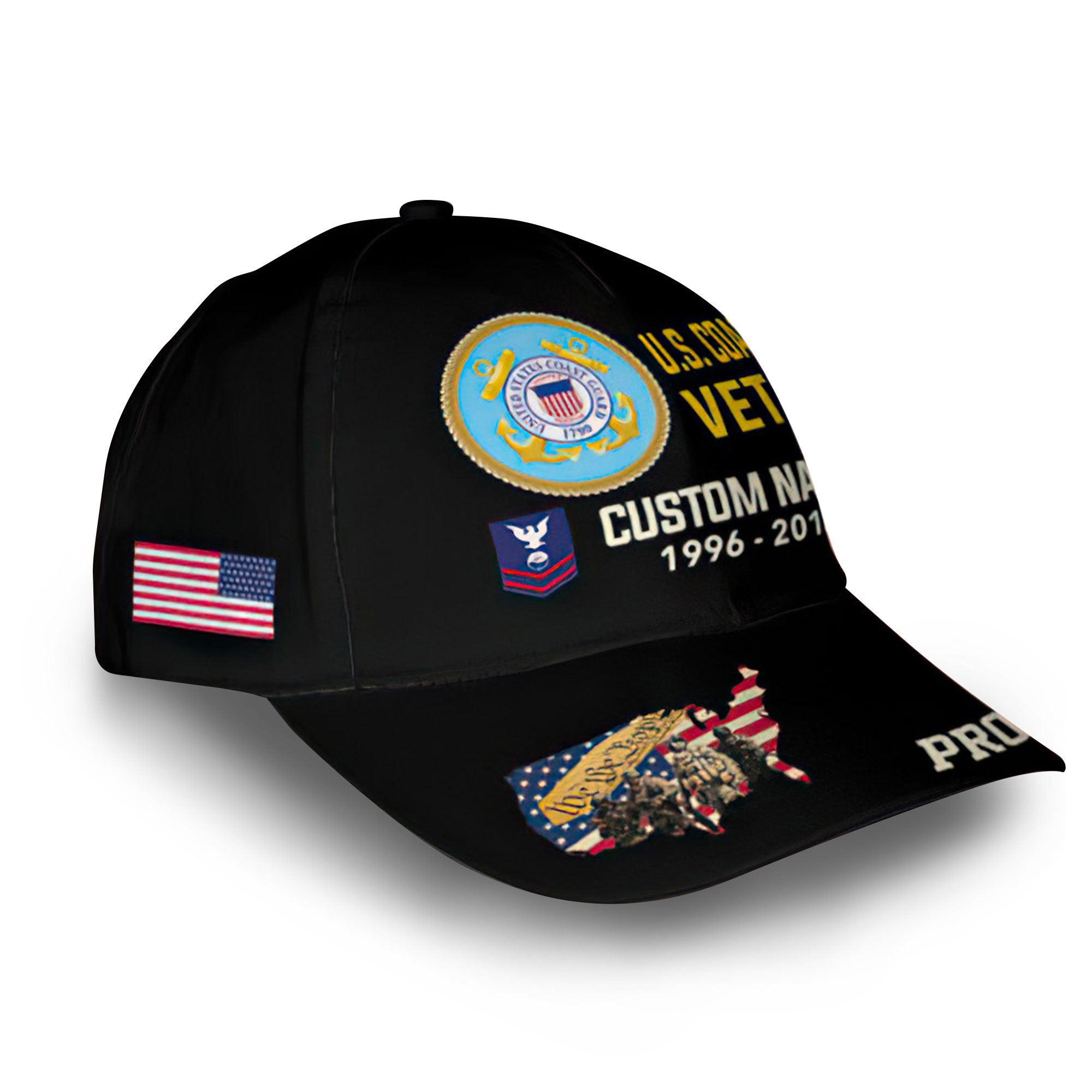 Unique Custom Name, Rank, Year, USCG Cap VPVC010505, Gifts For Coast Guard Veteran, Gifts For Dad, For Husband, Best Gifts On Father's Day, Independence Day, Veterans Day.