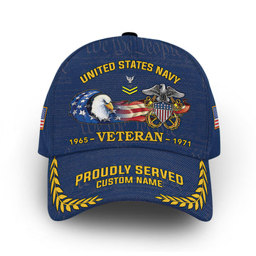 US Navy Custom Cap VPVC010602, Gifts For Navy Veteran, Best Gifts On Father's Day, Armed Forces Day, Independence Day, Veterans Day.