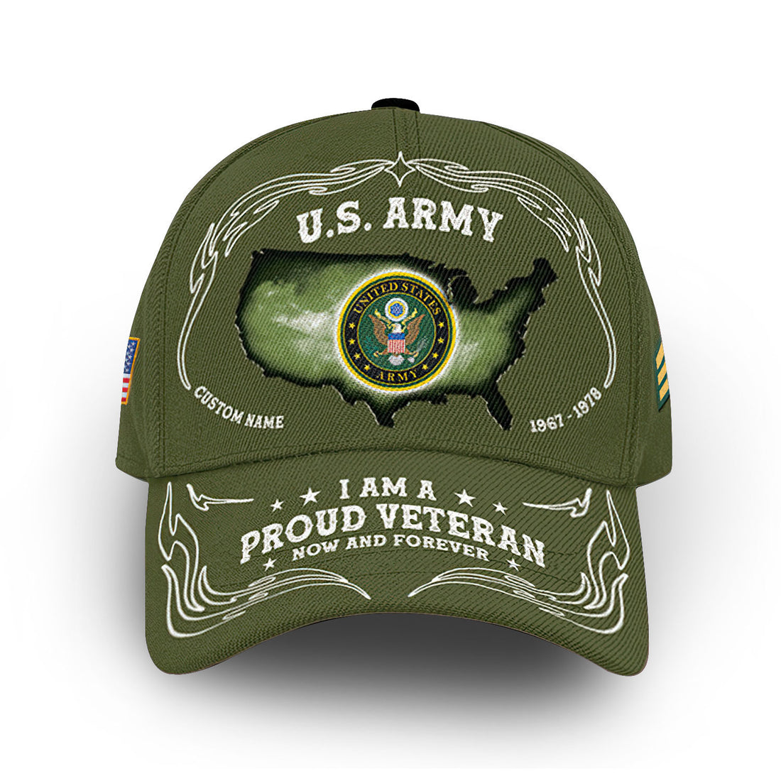 US Army Custom Cap VPVC010701, Gifts For Army Veteran, Best Gifts On Father's Day, Armed Forces Day, Independence Day, Veterans Day.