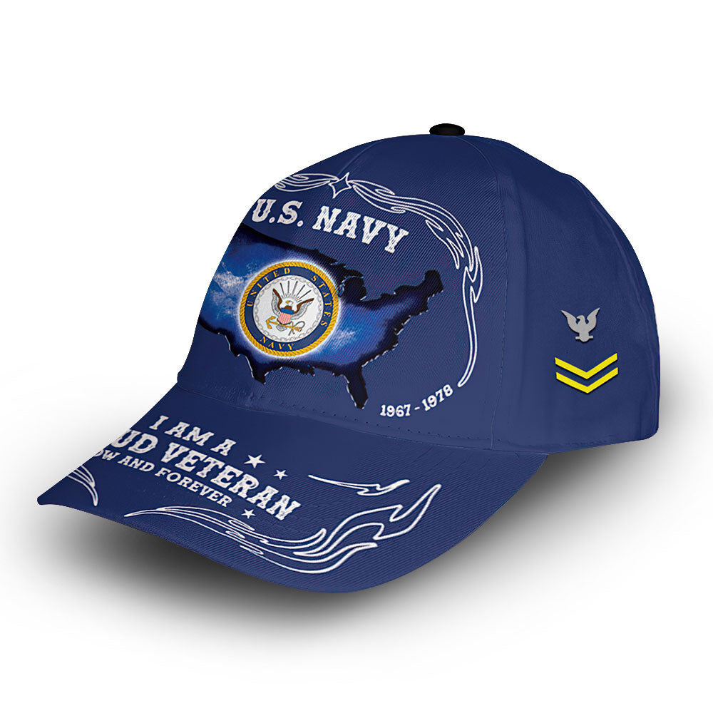 US Navy Custom Cap VPVC010702, Gifts For Navy Veteran, Best Gifts On Father's Day, Armed Forces Day, Independence Day, Veterans Day.