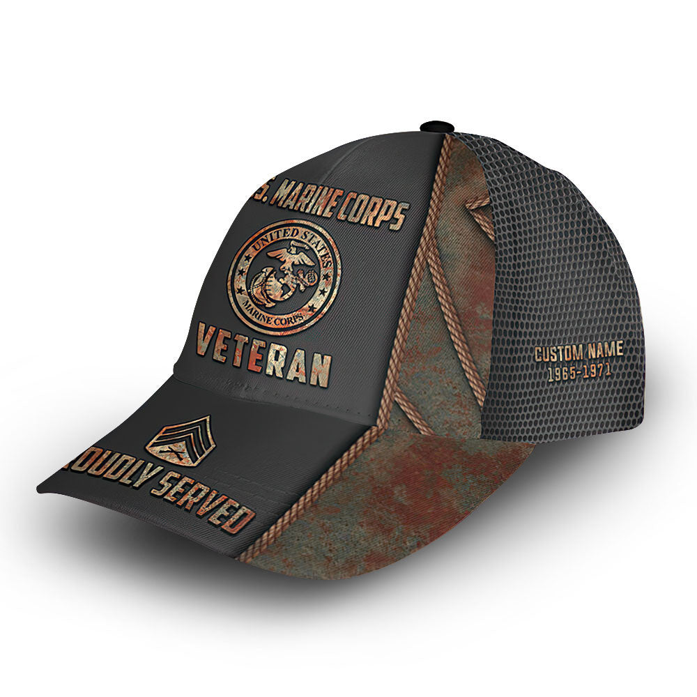 Premium Custom USMC Cap VPVC010903, Gifts For Marine Veteran, Best Gifts On Father's Day, Armed Forces Day, Independence Day, Veterans Day.