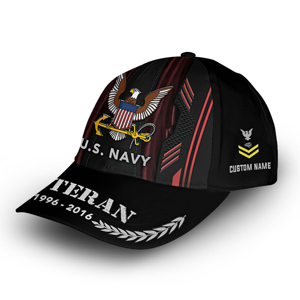 Premium US Navy Cap VPVC011102, Custom Name, Rank, Year, Gifts For Navy Veteran, Best Gifts On Father's Day, Armed Forces Day, Independence Day, Veterans Day.