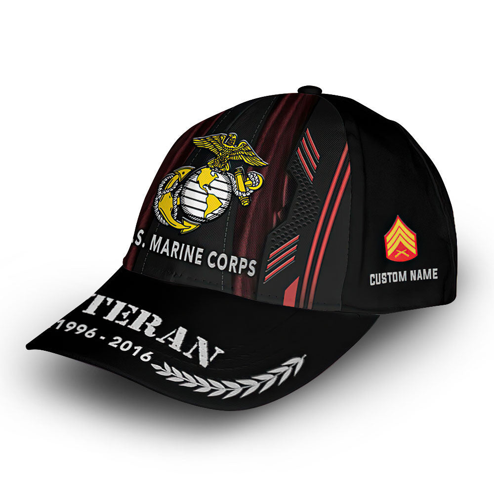 Premium USMC Cap VPVC011103, Custom Name, Rank, Year, Gifts For Marine Veteran, Best Gifts On Father's Day, Armed Forces Day, Independence Day, Veterans Day.