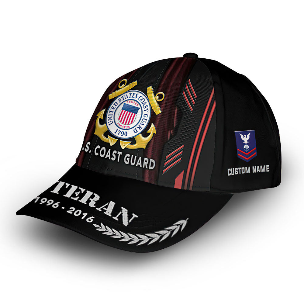 Premium USCG Cap VPVC011105, Custom Name, Rank, Year, Gifts For Coast Guard Veteran, Best Gifts On Father's Day, Armed Forces Day, Independence Day, Veterans Day.
