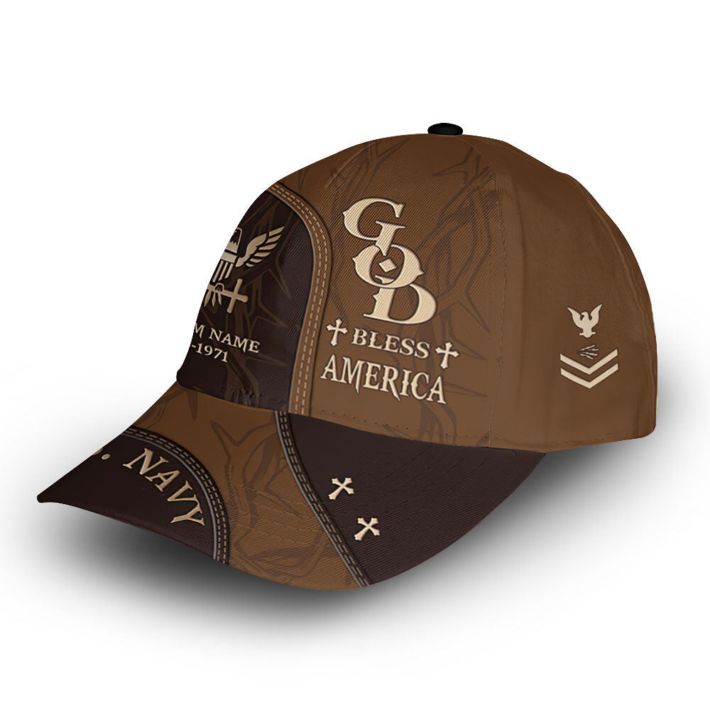 Premium US Navy Cap VPVC011202, Custom Name, Rank, Year, Gifts For Navy Veteran, Best Gifts On Father's Day, Armed Forces Day, Independence Day, Veterans Day.