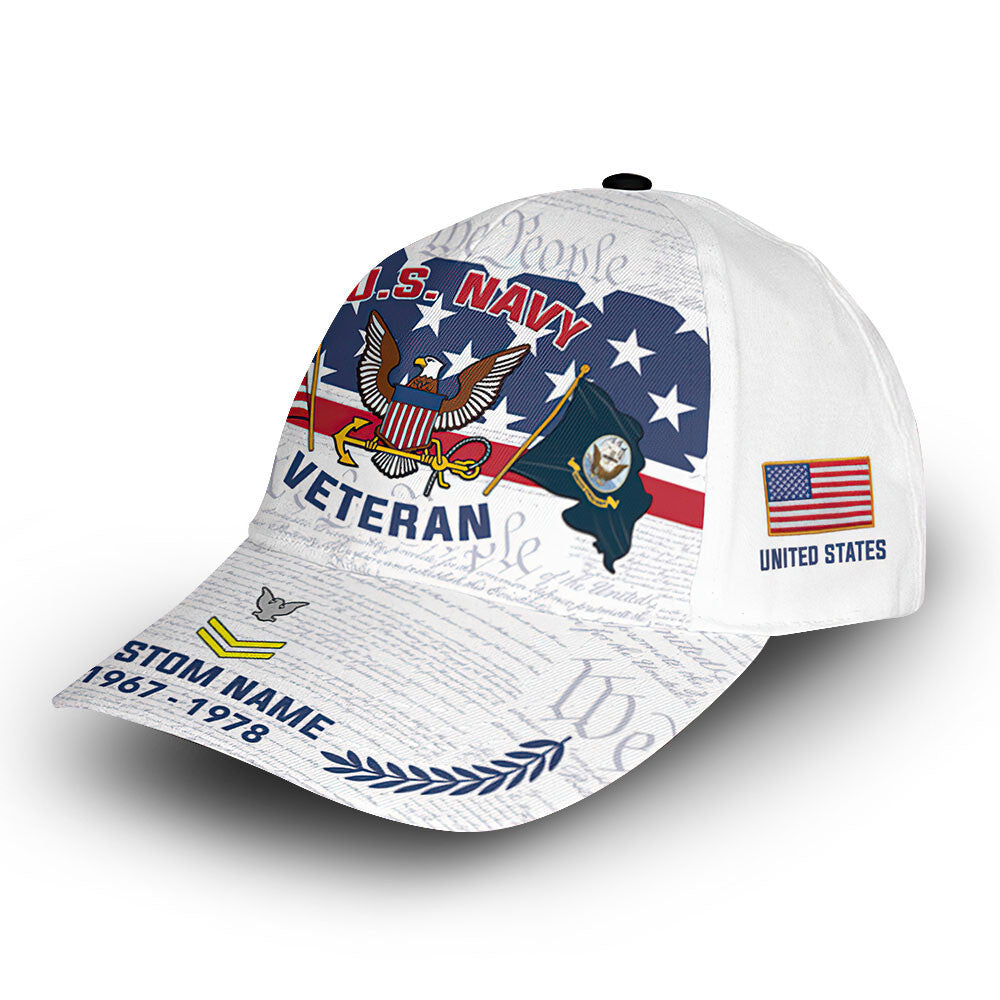 Premium Custom US Navy Cap VPVC011302, Gifts For Navy Veteran, Gifts For Dad, For Husband, Best Gifts On Father's Day, Armed Forces Day, Independence Day, Veterans Day.