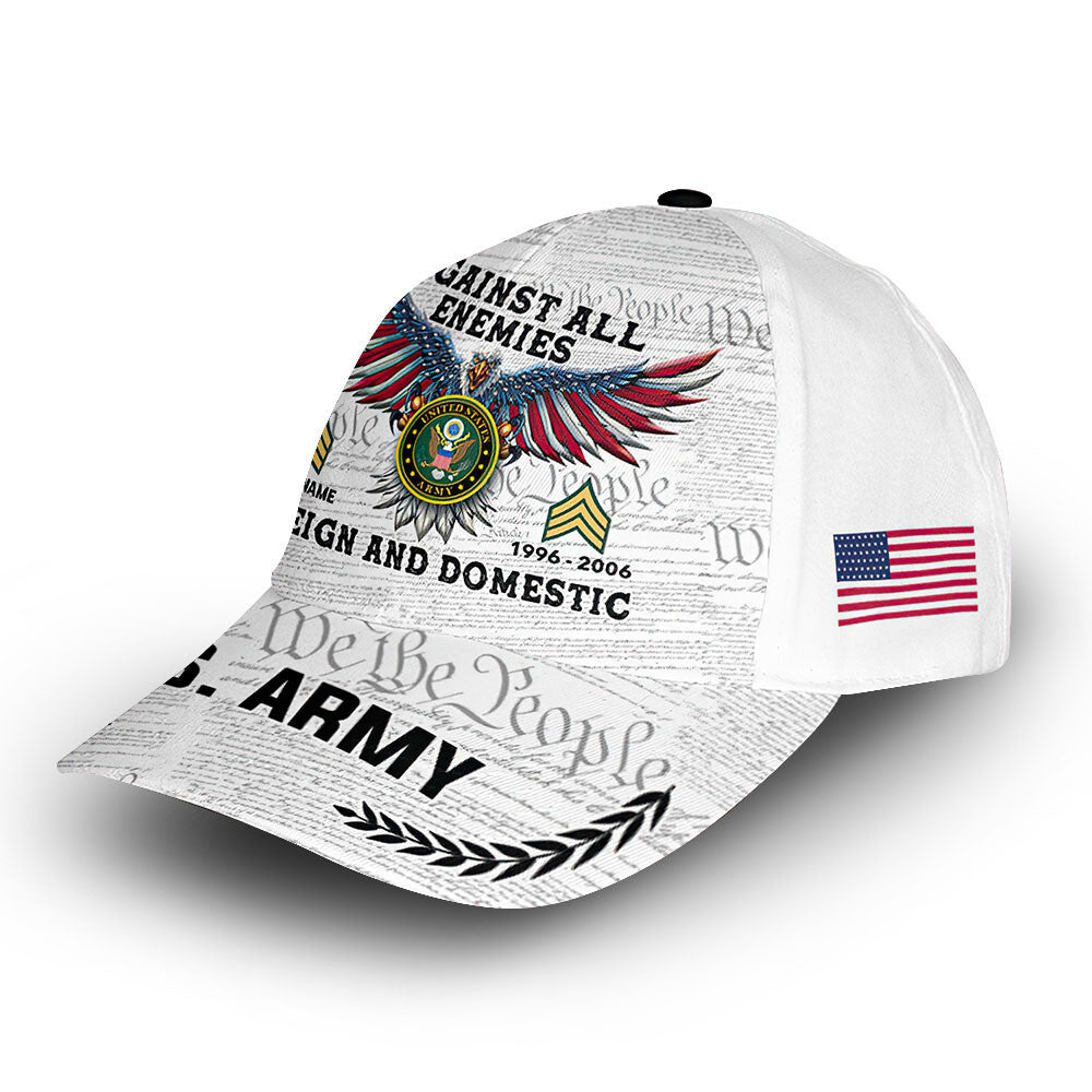 Unique Custom Name, Rank, Year, US Army Cap VPVC011401, Gifts For Army Veteran, Gifts For Dad, For Husband, Best Gifts On Father's Day, Independence Day, Veterans Day.