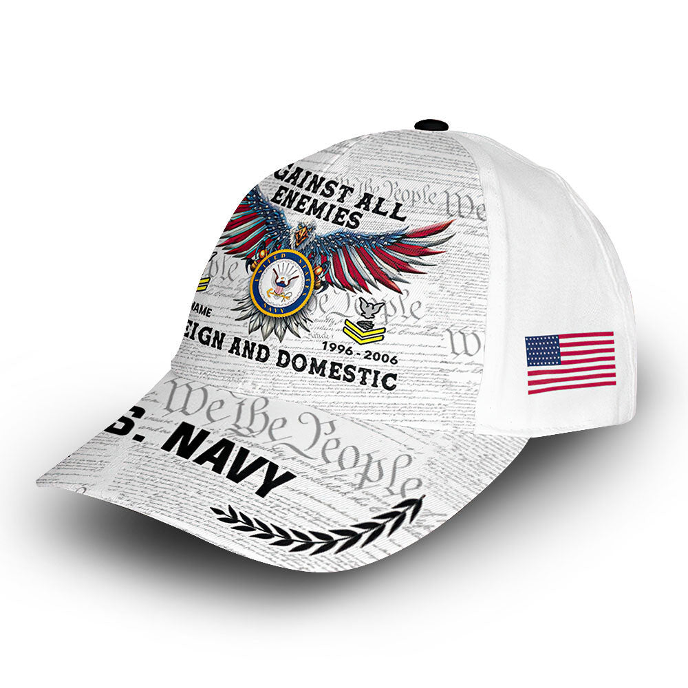 Unique Custom Name, Rank, Year, US Navy Cap VPVC011402, Gifts For Navy Veteran, Gifts For Dad, For Husband, Best Gifts On Father's Day, Independence Day, Veterans Day.