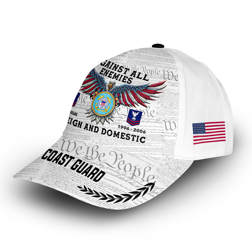 Unique Custom Name, Rank, Year, USCG Cap VPVC011405, Gifts For Coast Guard Veteran, Gifts For Dad, For Husband, Best Gifts On Father's Day, Independence Day, Veterans Day.