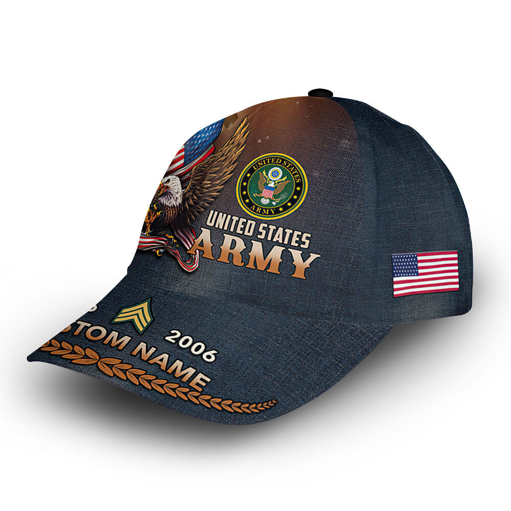 Unique Custom Name, Rank, Year, US Army Cap VPVC011501, Gifts For Army Veteran, Gifts For Dad, For Husband, Best Gifts On Father's Day, Independence Day, Veterans Day.