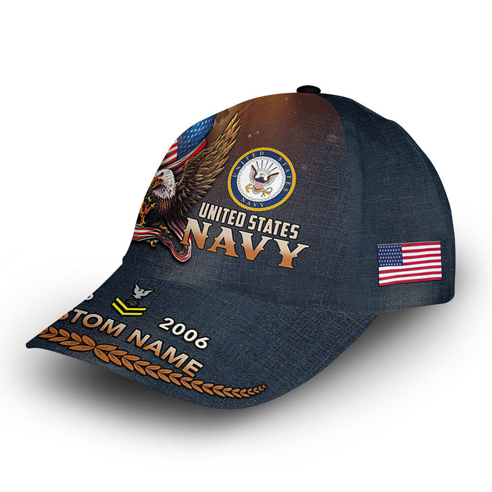 Unique Custom Name, Rank, Year, US Navy Cap VPVC011502, Gifts For Navy Veteran, Gifts For Dad, For Husband, Best Gifts On Father's Day, Independence Day, Veterans Day.