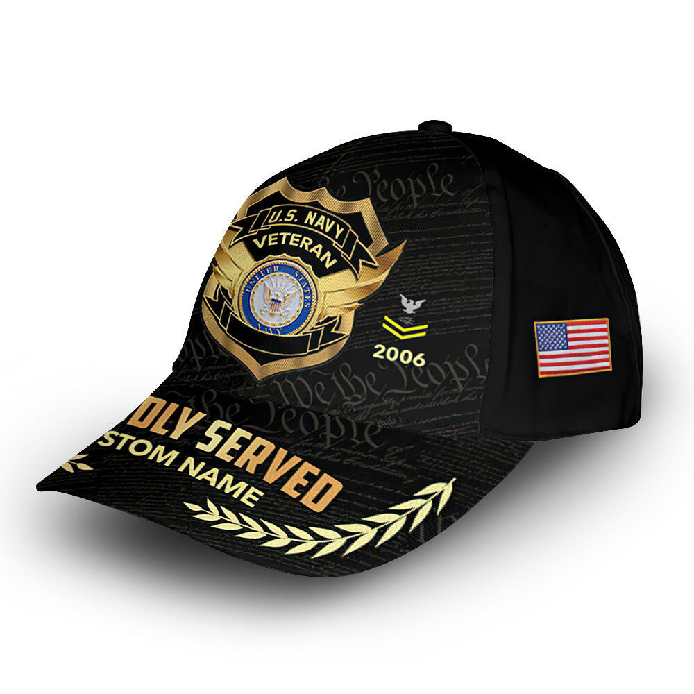 US Navy Custom Cap VPVC012002, Gifts For Navy Veteran, Best Gifts On Father's Day, Armed Forces Day, Independence Day, Veterans Day.