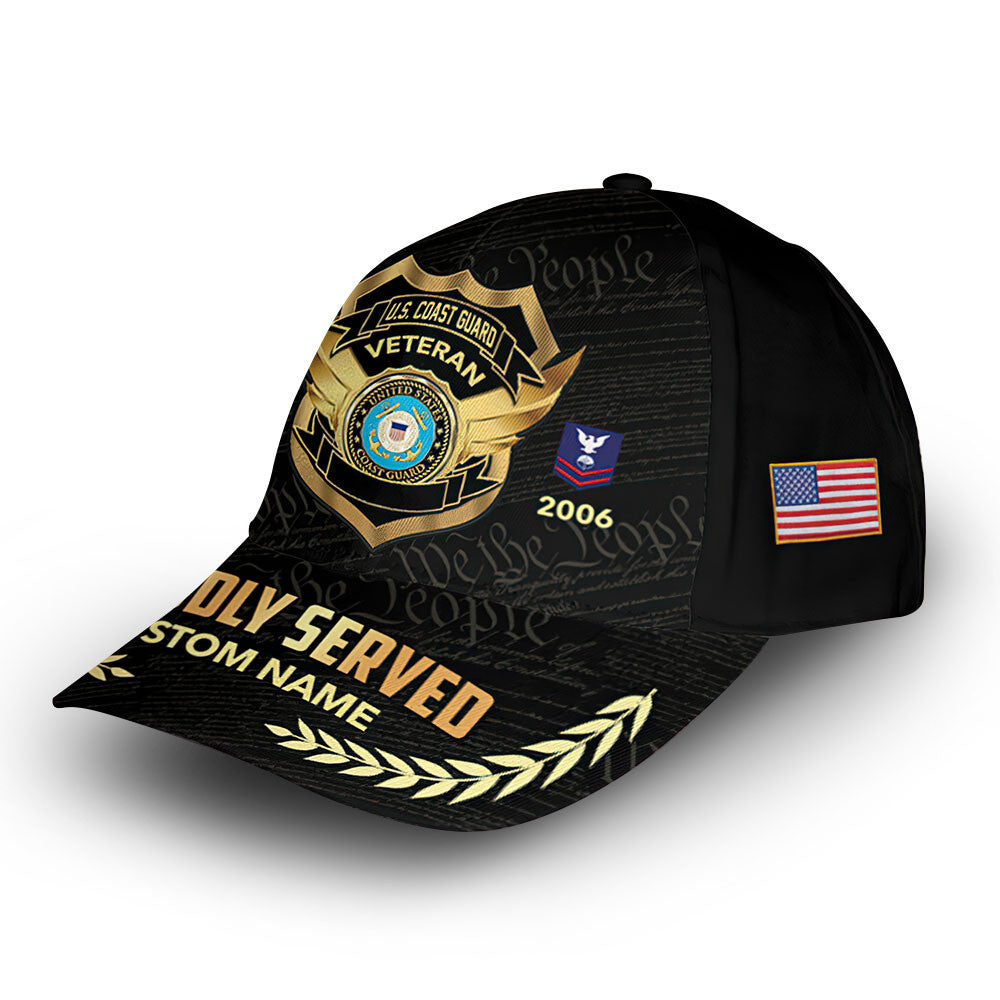 USCG Custom Cap VPVC012005, Gifts For Coast Guard Veteran, Best Gifts On Father's Day, Armed Forces Day, Independence Day, Veterans Day.