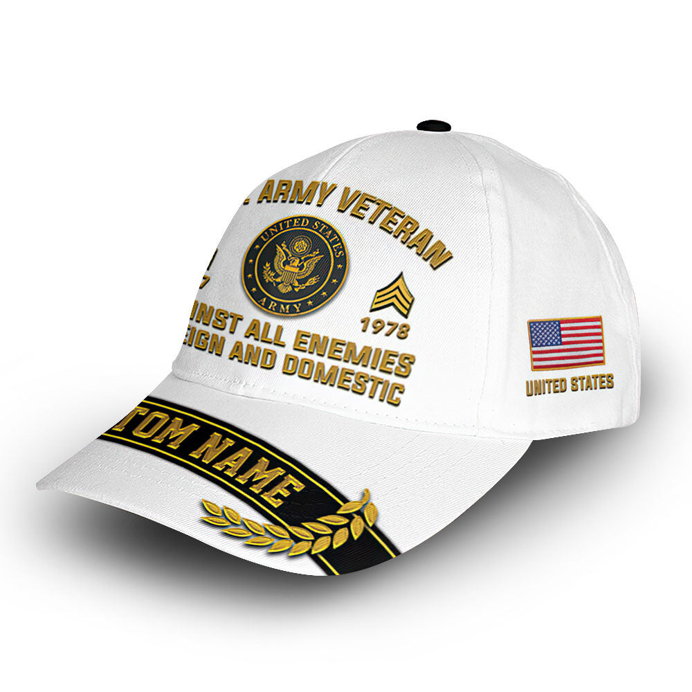 Premium US Army Cap VPVC012101, Custom Name, Rank, Year, Gifts For Army Veteran, Best Gifts On Father's Day, Armed Forces Day, Independence Day, Veterans Day.