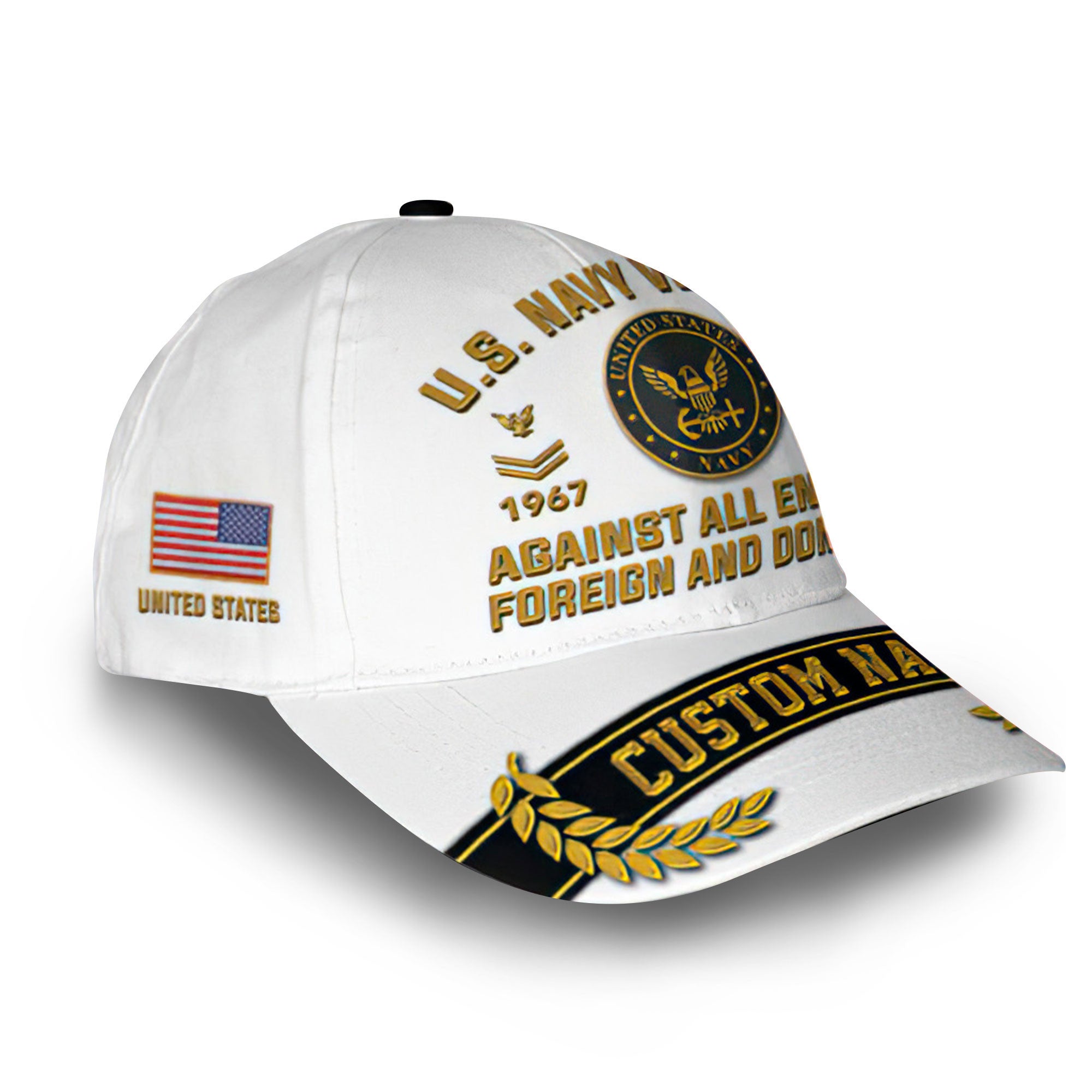 Premium US Navy Cap VPVC012102, Custom Name, Rank, Year, Gifts For Navy Veteran, Best Gifts On Father's Day, Armed Forces Day, Independence Day, Veterans Day.