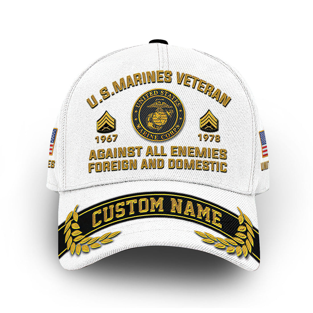 Premium USMC Cap VPVC012103, Custom Name, Rank, Year, Gifts For Marine Veteran, Best Gifts On Father's Day, Armed Forces Day, Independence Day, Veterans Day.