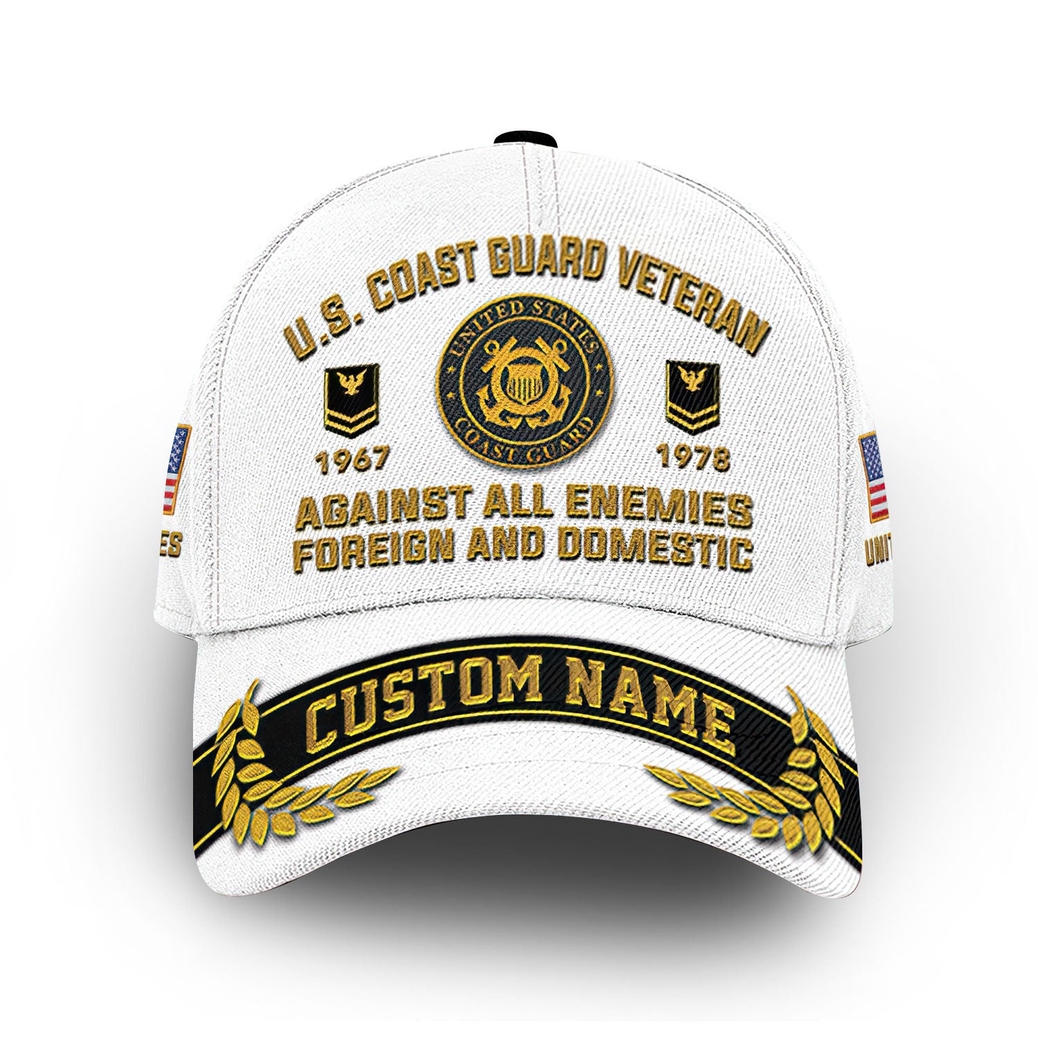 Premium USCG Cap VPVC012105, Custom Name, Rank, Year, Gifts For Coast Guard Veteran, Best Gifts On Father's Day, Armed Forces Day, Independence Day, Veterans Day.