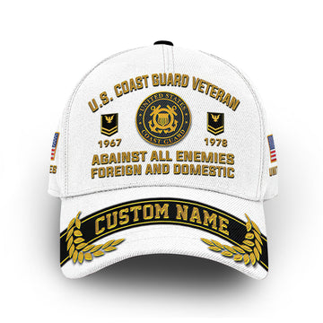 Premium USCG Cap VPVC012105, Custom Name, Rank, Year, Gifts For Coast Guard Veteran, Best Gifts On Father's Day, Armed Forces Day, Independence Day, Veterans Day.